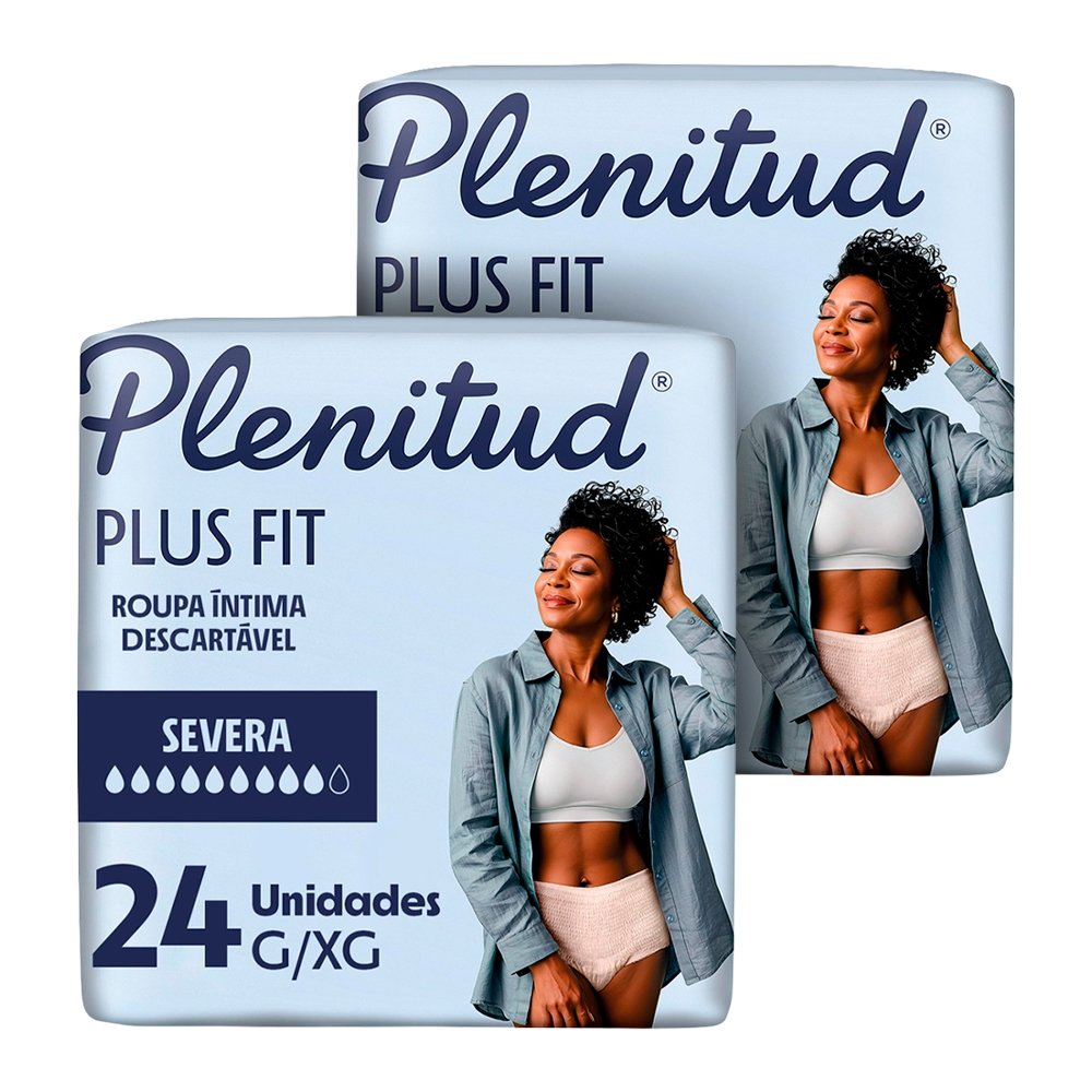 Roupa Íntima Plenitud Plus Tamanho G/XG - 2 Pacotes com 24 Tiras - Total 48 Tiras