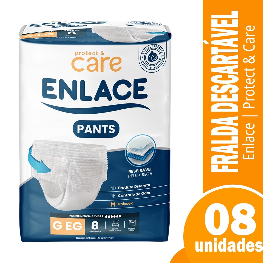 Fralda Descartável Adulto Enlace Pants Protect & Care Regular Tamanho P/M/G/XG