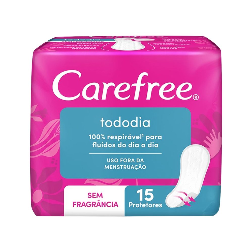 Absorvente Carefree Protetor Diário Todo Dia sem Perfume - Embalagem com 15 Unidades