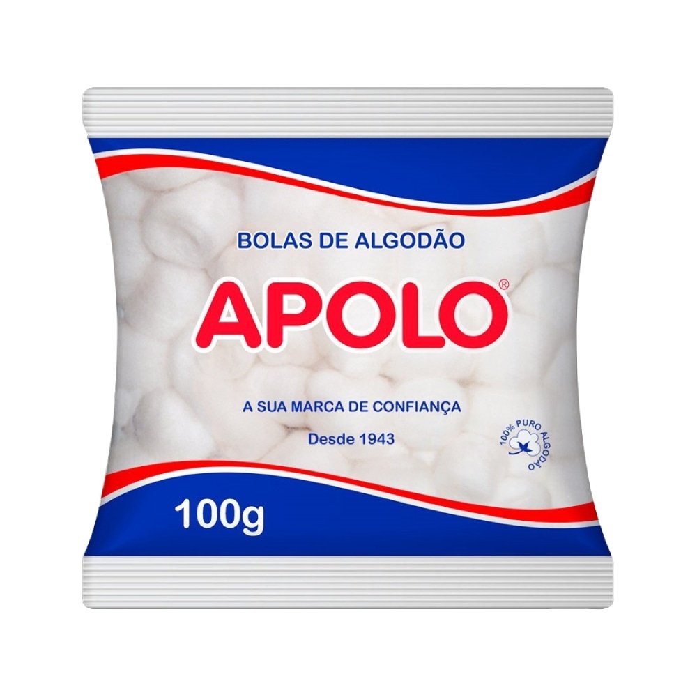 Algodão Apolo Bolas Hidrófilo 100g Embalagem com 10 Unidades