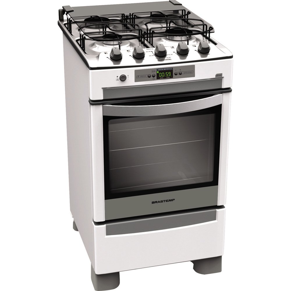 Fogão 4 Bocas BF750BB Ative! c/ Timer Branco Bivolt Brastemp Fogões