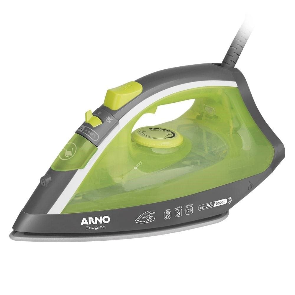 Ferro de Passar a Vapor Arno Ecogliss FEC1 - com Base Cerâmica Verde