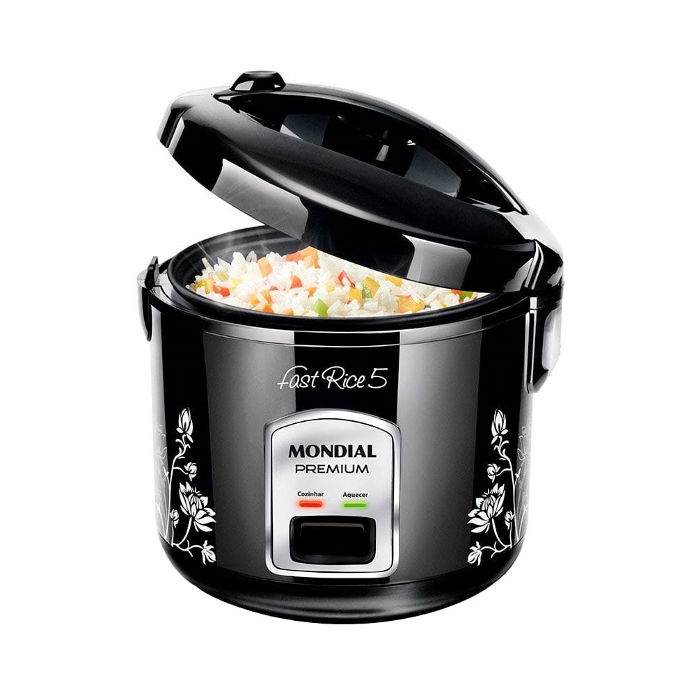 Panela Elétrica de Arroz Mondial NPE-08 - Fast Rice, Premium, 5 Xícaras, Preta