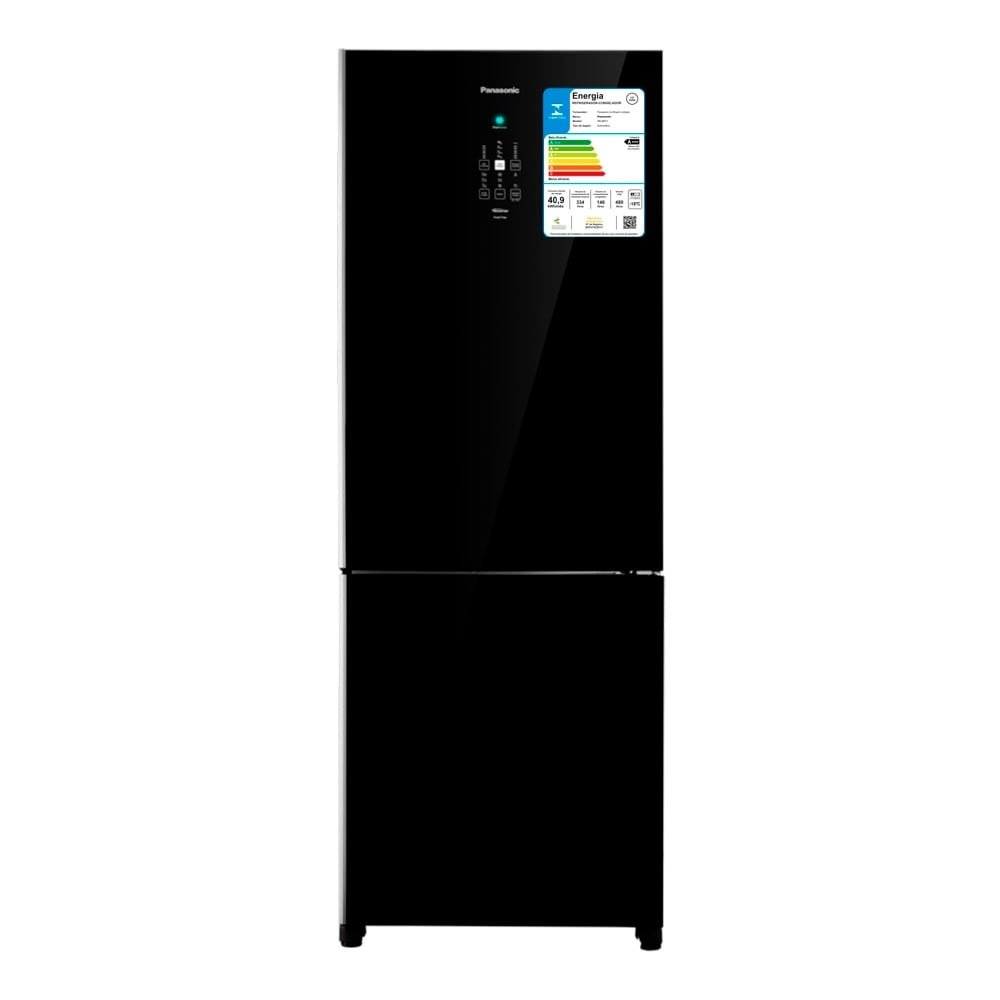 Geladeira/Refrigerador Panasonic 480 Litros A+++ NR-BB71GVFB Glass - 2 Portas, Frost Free, Tecnologia Inverter, Preto