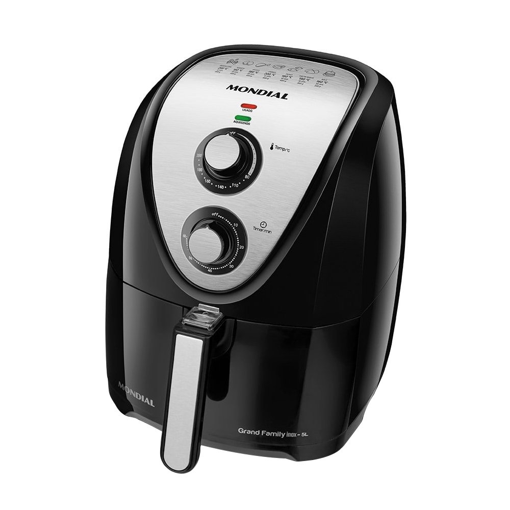 Fritadeira Air Fryer Mondial AFN50BI, 5 Litros, 1900W, Preto/Inox