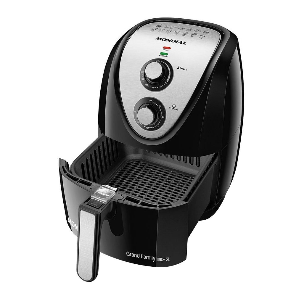 Fritadeira Air Fryer Mondial AFN50BI, 5 Litros, 1900W, Preto/Inox