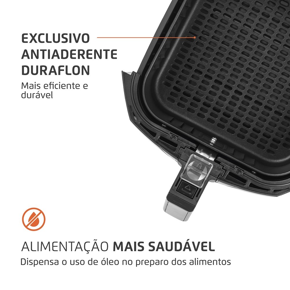 Fritadeira Air Fryer Mondial AFN50BI, 5 Litros, 1900W, Preto/Inox