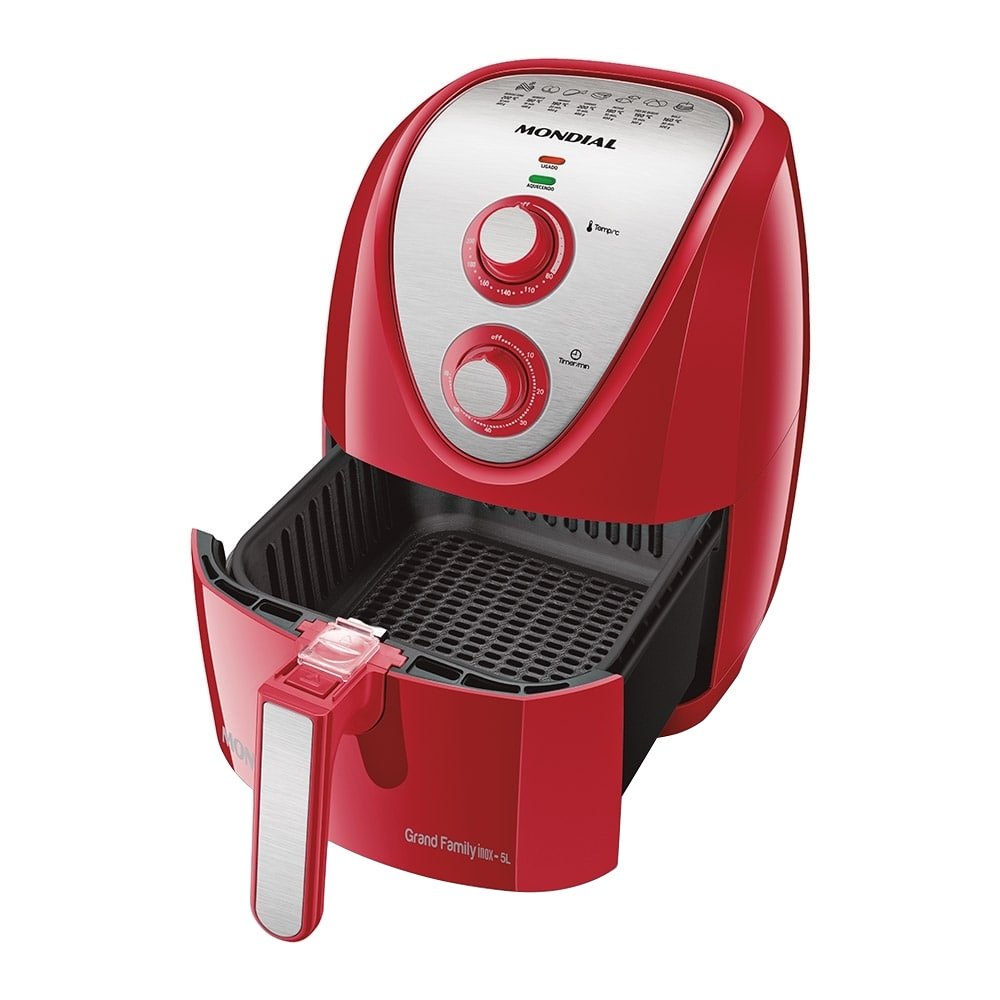 Fritadeira Air Fryer Mondial AFN50BI, 5 Litros, 1900W, Vermelho/Inox