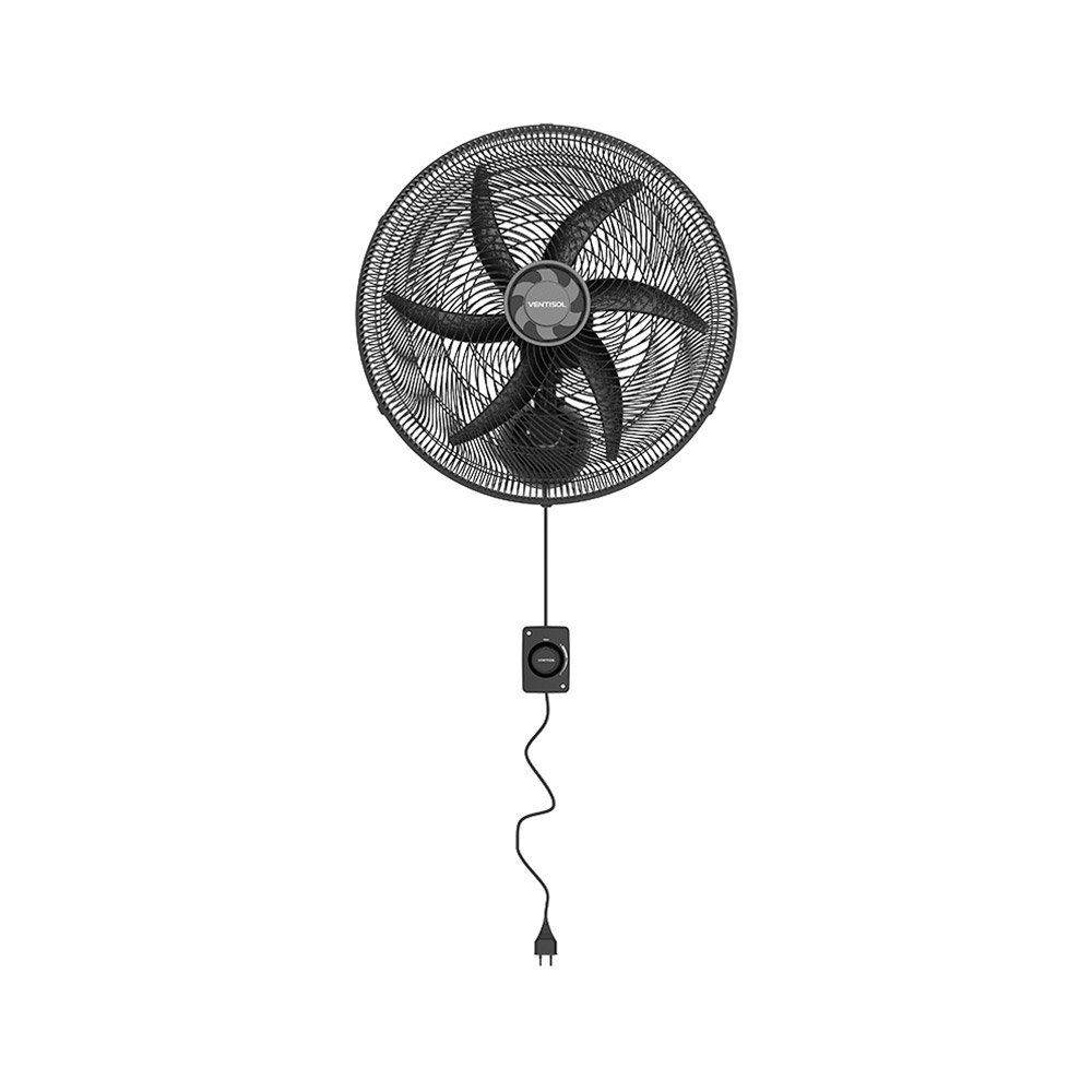 Ventilador de Parede Ventisol 50cm Monta Fácil, Três Velocidades, 6 Pás, Preto