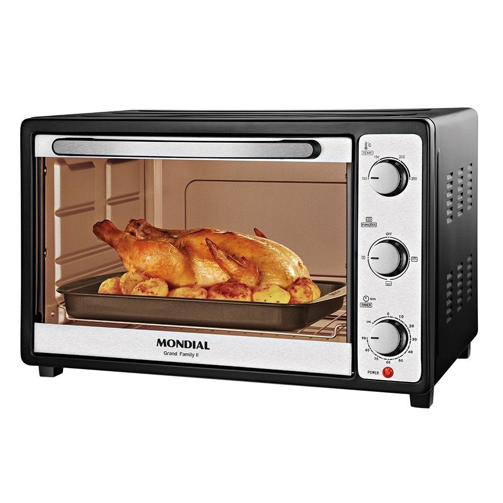 Forno Elétrico de Bancada Mondial 52 Litros FR-52 Grand Family II | 1800W Preto/Inox