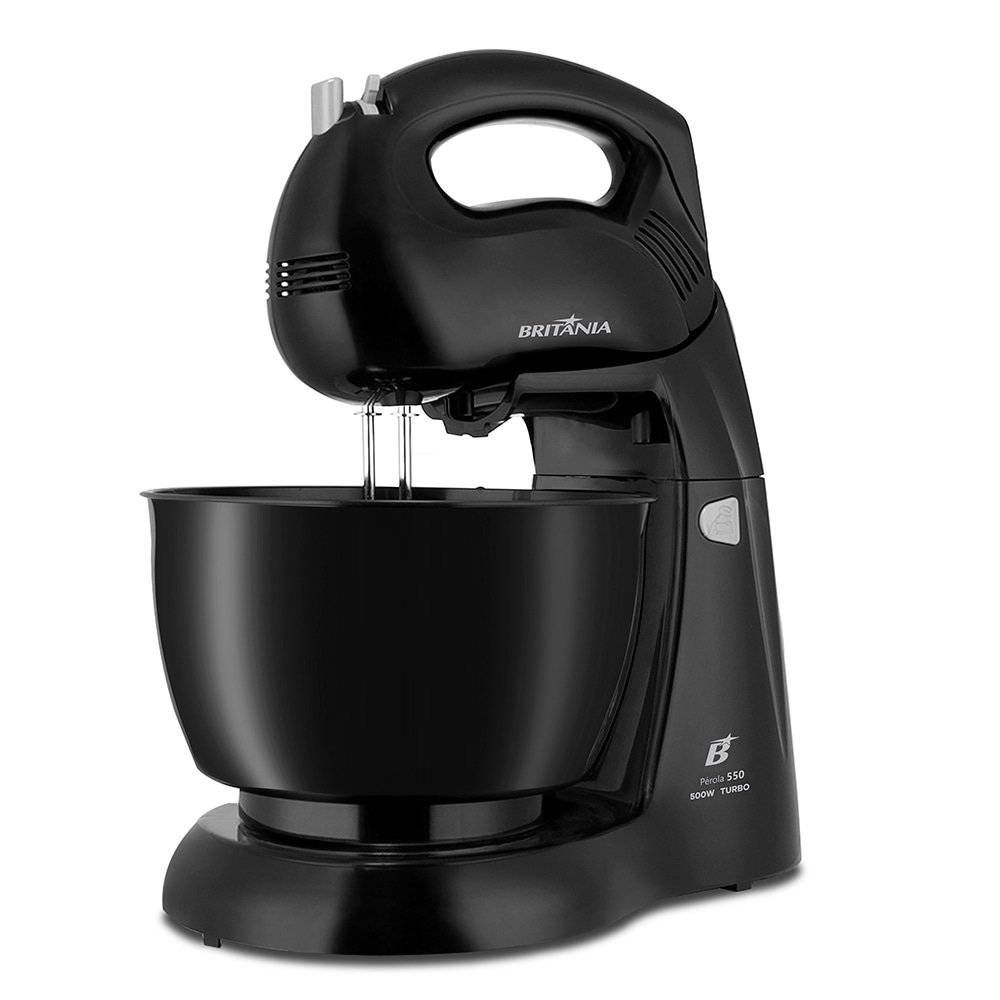 Batedeira Britânia Perola 550 PR Turbo - 4 Velocidades, 1 Tigela, 500W, Preto