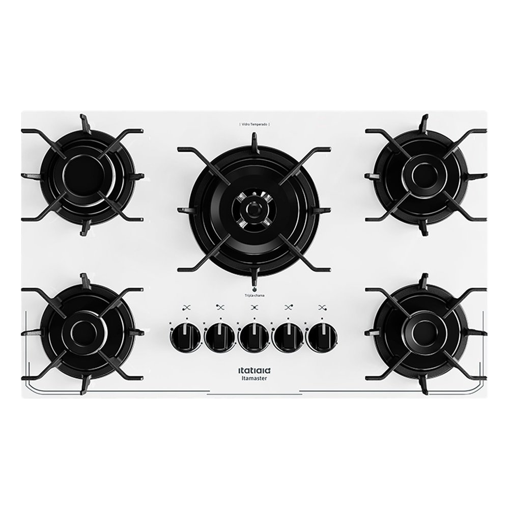 Cooktop a Gás 5 Bocas Itatiaia Itamaster - Tripla Chama, Branco, Bivolt