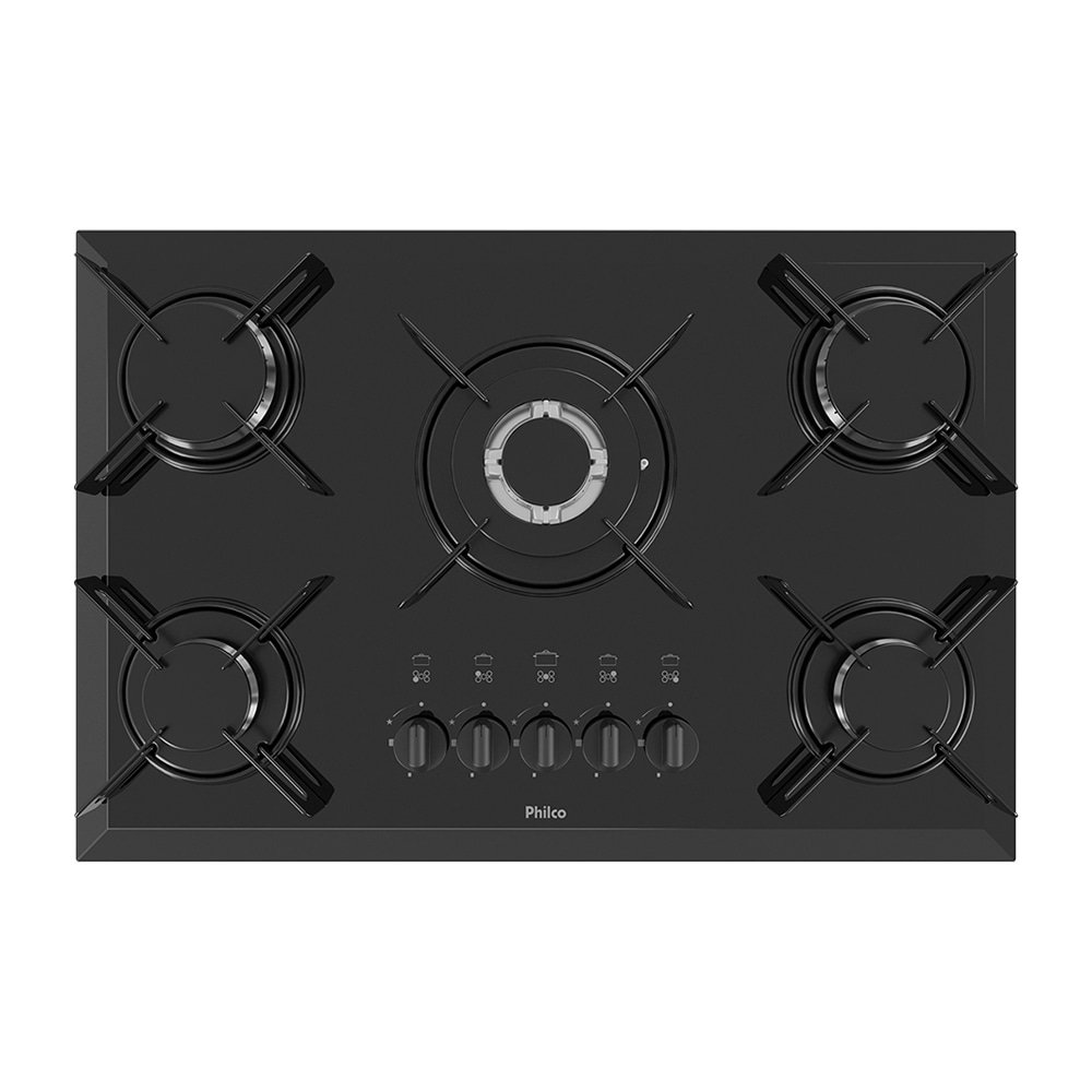 Fogão Cooktop Philco 5 Bocas Design Esmaltado - Acendimento Superautomático, Tripla Chama