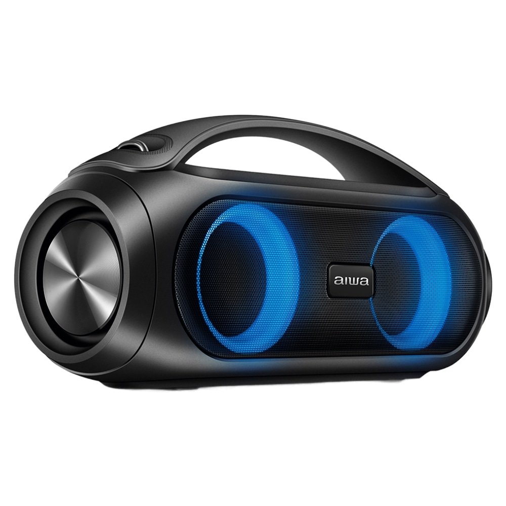 Caixa de Som Boombox Aiwa AWS-BBS-02-A - Entrada USB, Bluetooth, BT 8H , IPX5, RGB, Preto, 50W RMS