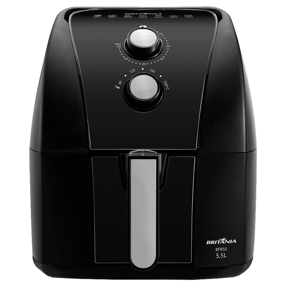 Fritadeira Air Fryer Britânia BFR50 - 1500W Redstone 5,5L, Preto/Inox
