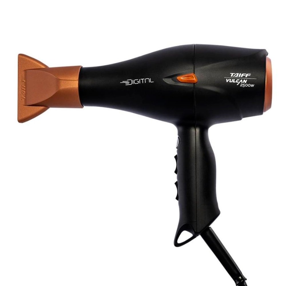 Secador Taiff Vulcan Digital - 5 Temperaturas, 2500W, Preto/Dourado