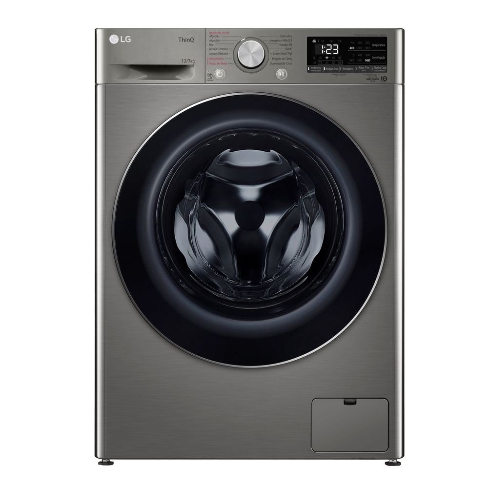 Máquina de Lavar Roupas 12Kg LG CV5012PC4 - Lava e Seca, Inox