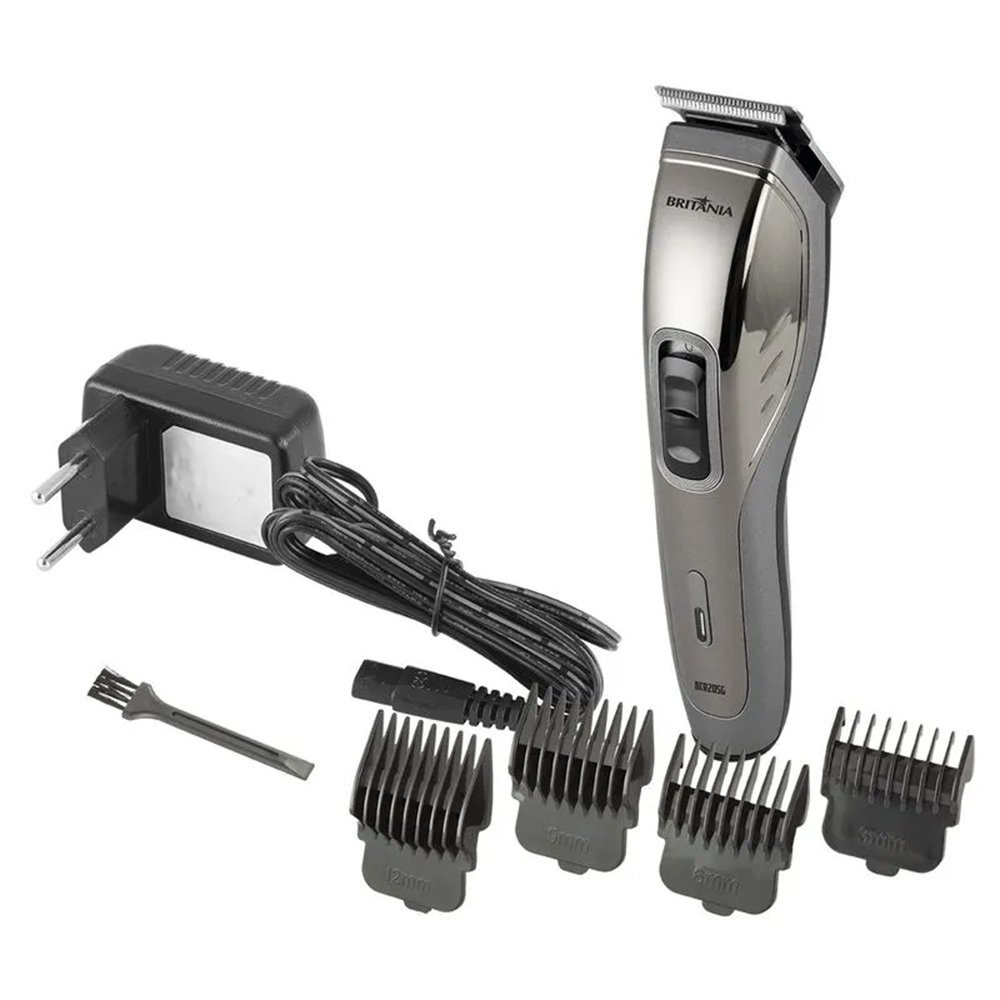 Máquina de Cortar Cabelo Britânia BCR20SG - 3W, Sem fio, Cinza, Bivolt