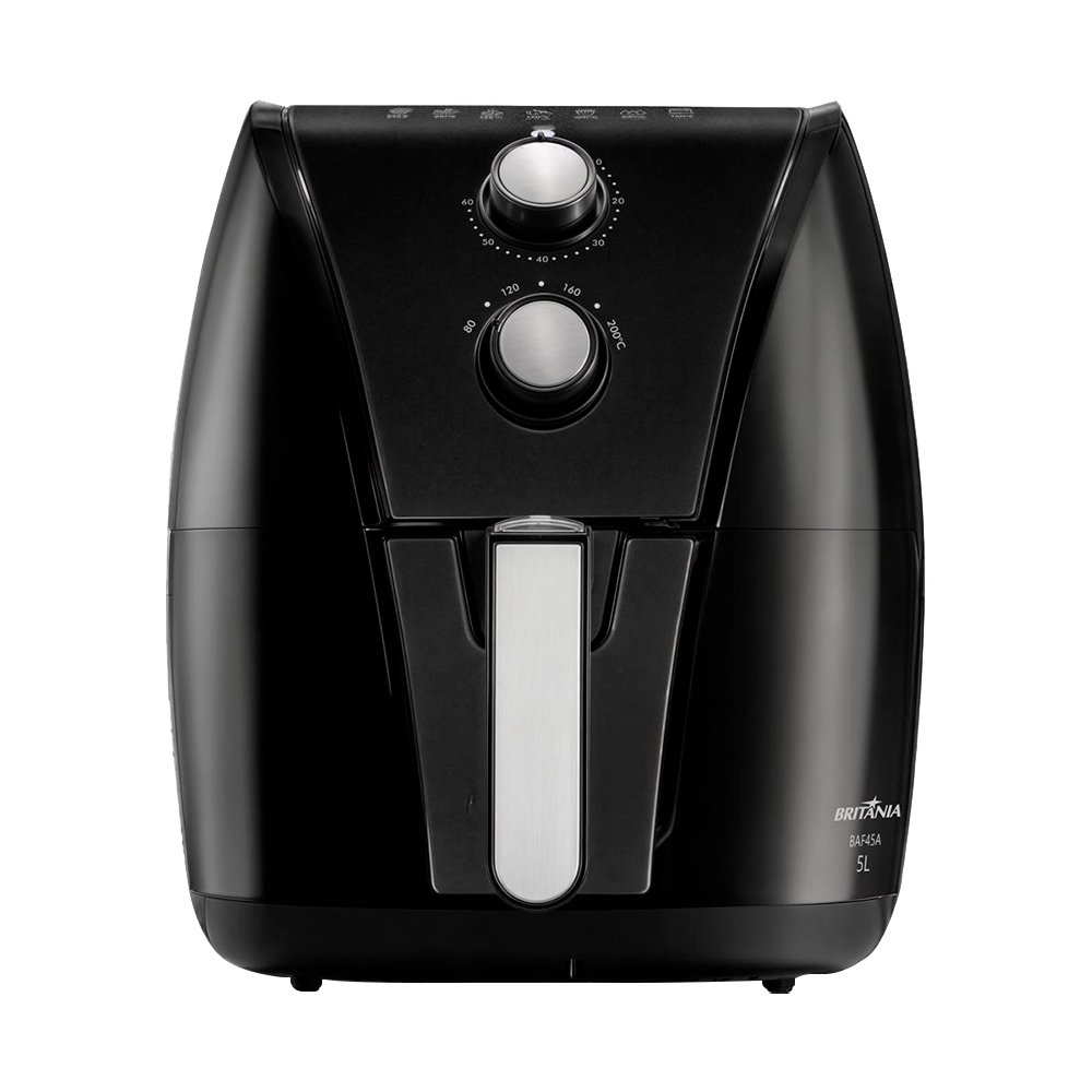 Fritadeira Air Fryer Britânia BAF45A - 1500W, 5 Litros, Preto com Revestimento Gold