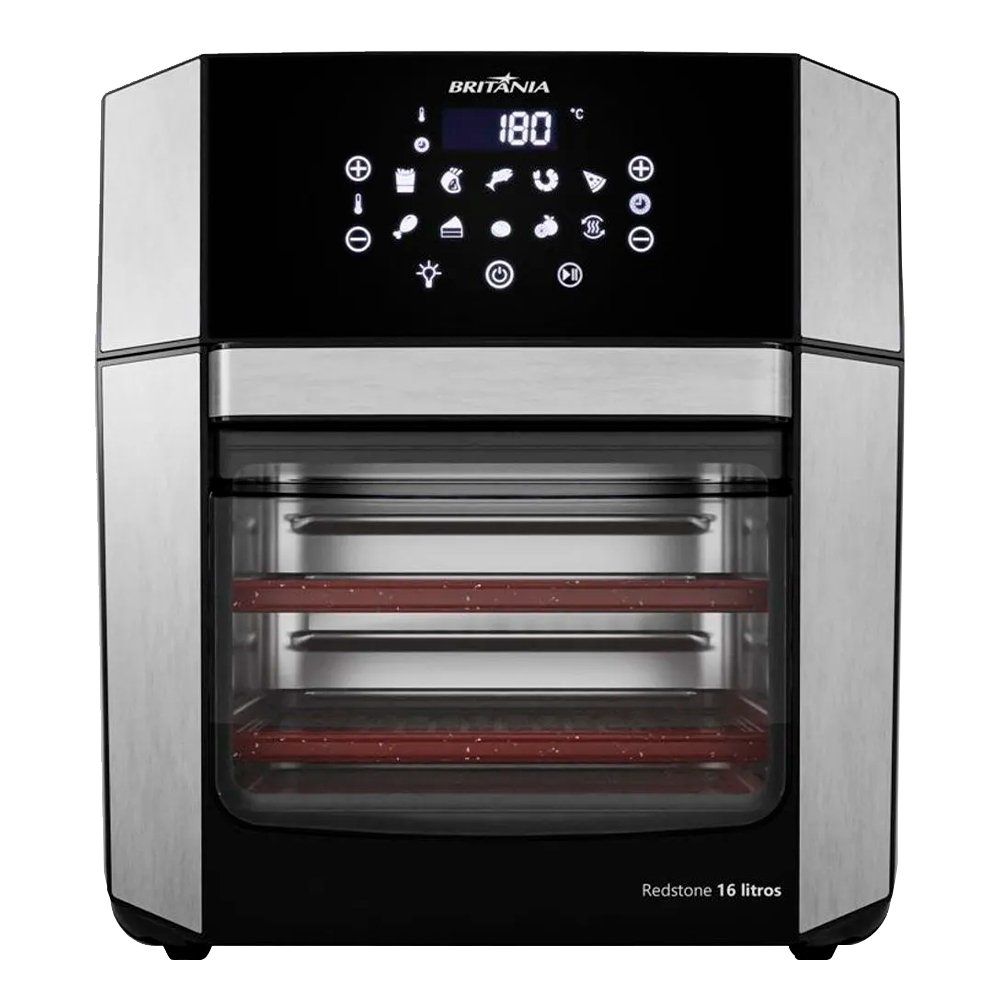 Fritadeira Air Fryer Britânia Oven BAF16A 4 Em 1 - Revestimento Antiaderente, Redstone 16 Litros, Preto