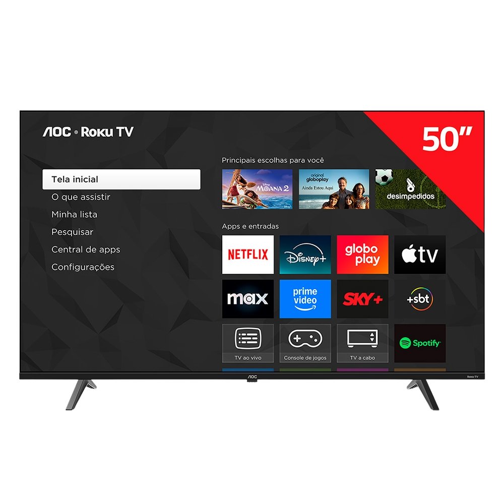 Imagem Smart TV DLED 50" AOC 50U7045/78G - 4K UHD com Wi-Fi, 3 HDMI + 1 USB 2.0, HDR10 60 Hz