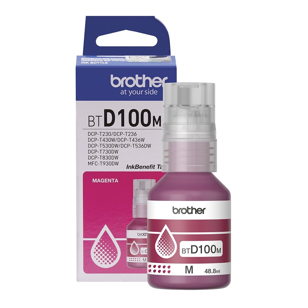 Refil de Tinta Brother BTD100M - Magenta, DCPT230-DCPT430W-DCPT436W-DCPT536W-DCPT730DW-DCPT830D