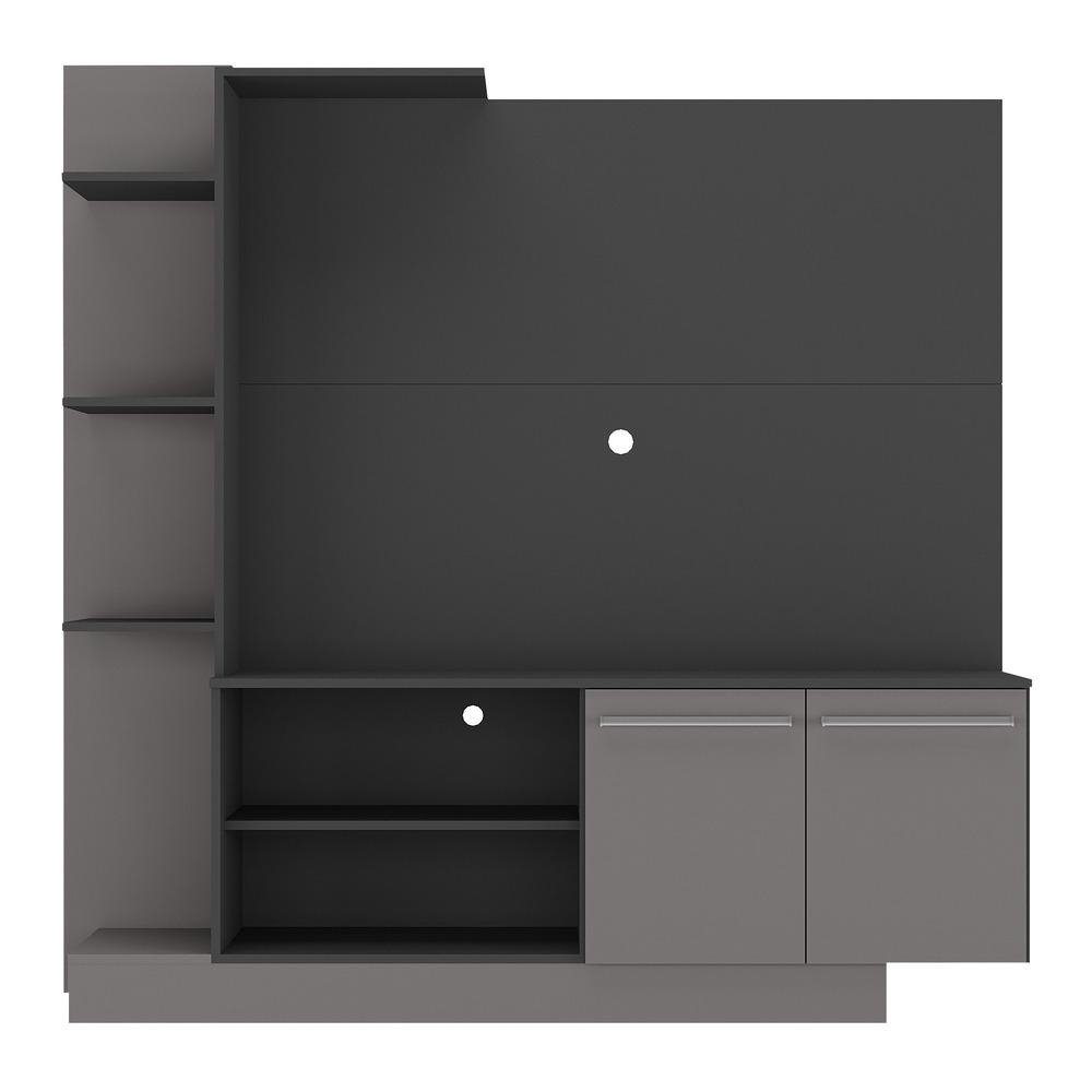 Estante com Painel TV 55" e 2 portas Denver Multimoveis Preto/Lacca Fume