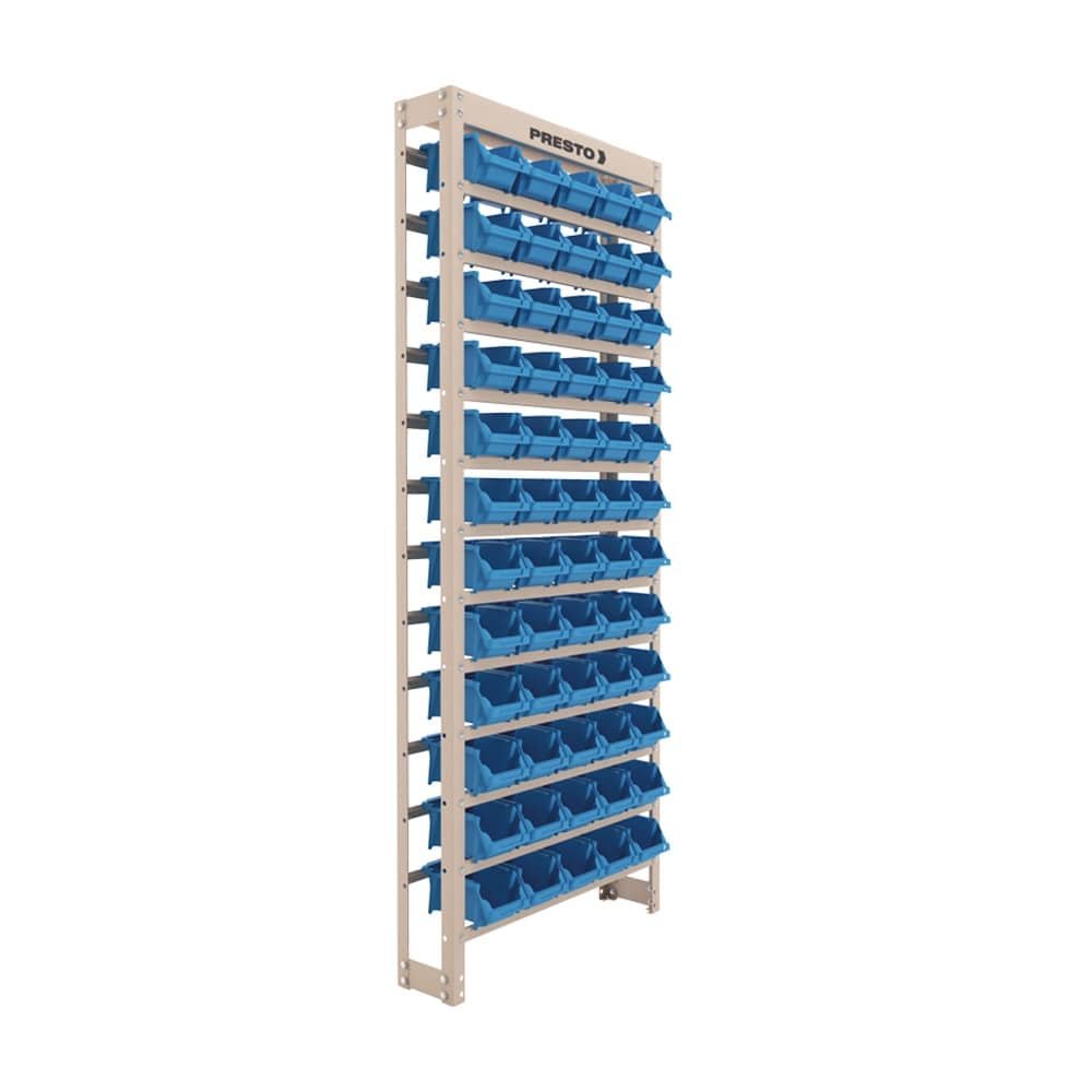 Estante Presto Caixa Box N.3 60x150x18cm, 60 Gavetas Azul