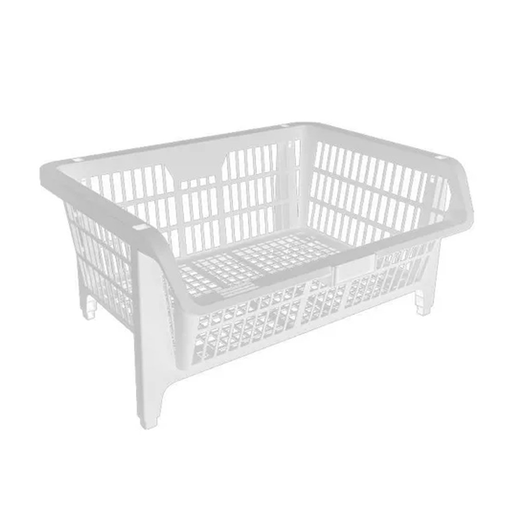 Cesto Plástico Presto Empilhável Capacidade 40Kg 43cm Branco -Embalagem com 5 Unidades