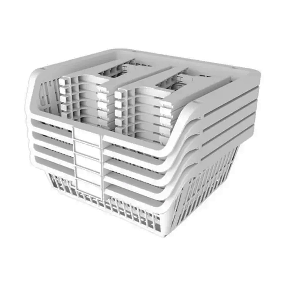 Cesto Plástico Presto Empilhável 57cm Capacidade 40kg Branco - Embalagem com 5 Unidades