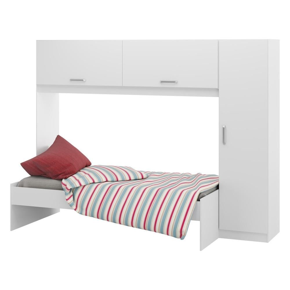 Cama Solteiro com Guarda-Roupa/Roupeiro para colchao 88 x 188 cm Multimoveis Branco