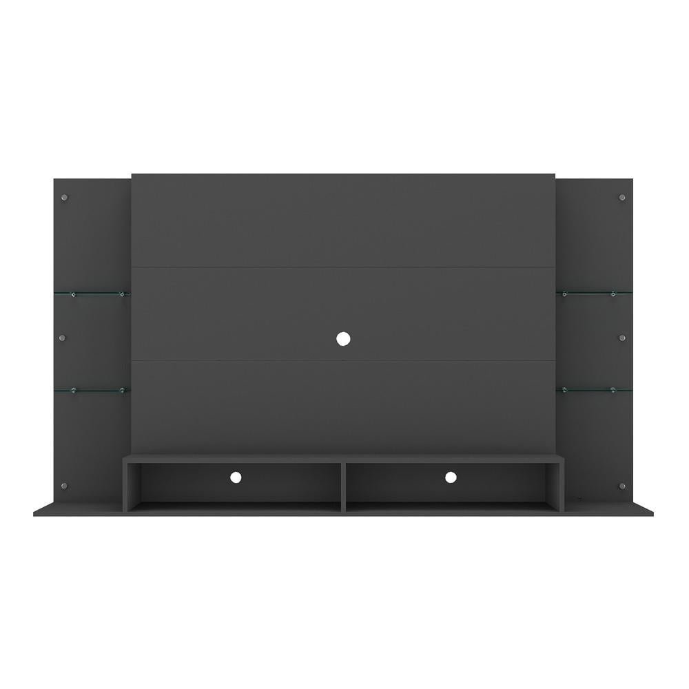 Painel TV 60" com prateleiras de vidro Nairobi Multimoveis Preto