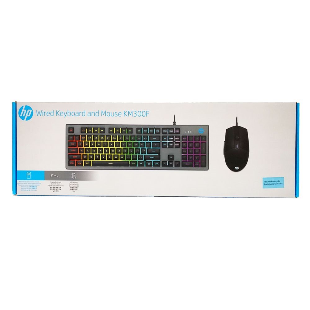 Kit Teclado e Mouse Gamer HP KM300F, USB, RGB, 6400 DPI, ABNT2 eFácil