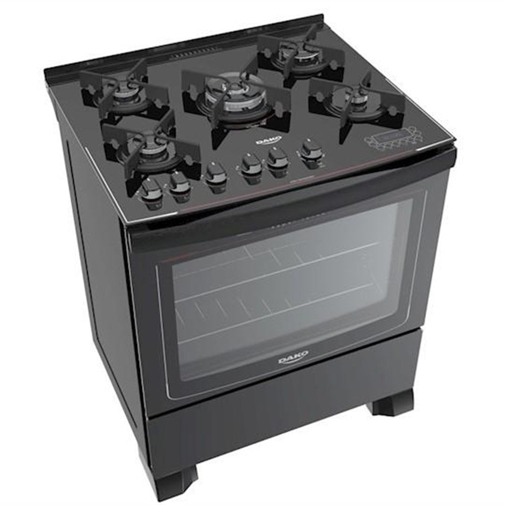 Fogão 5 bocas Dako Preto mesa de vidro Dako Turbo Glass Bivolt eFácil Fogão 5 bocas Dako Preto mesa de vidro Dako Turbo Glass Bivolt eFácil