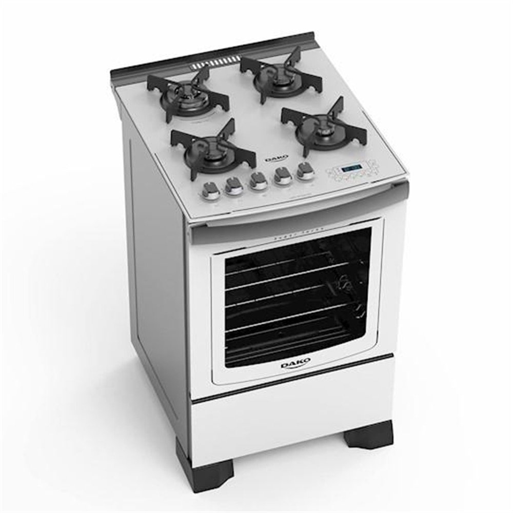 Fogão Dako Branco 4 bocas com mesa de vidro Dakolors Bivolt eFácil