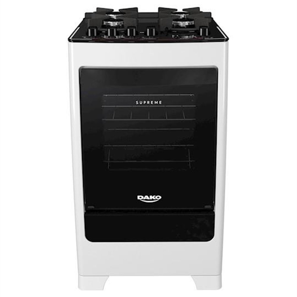 Fogão 4 bocas Dako Supreme Glass Branco com mesa de vidro Bivolt eFácil