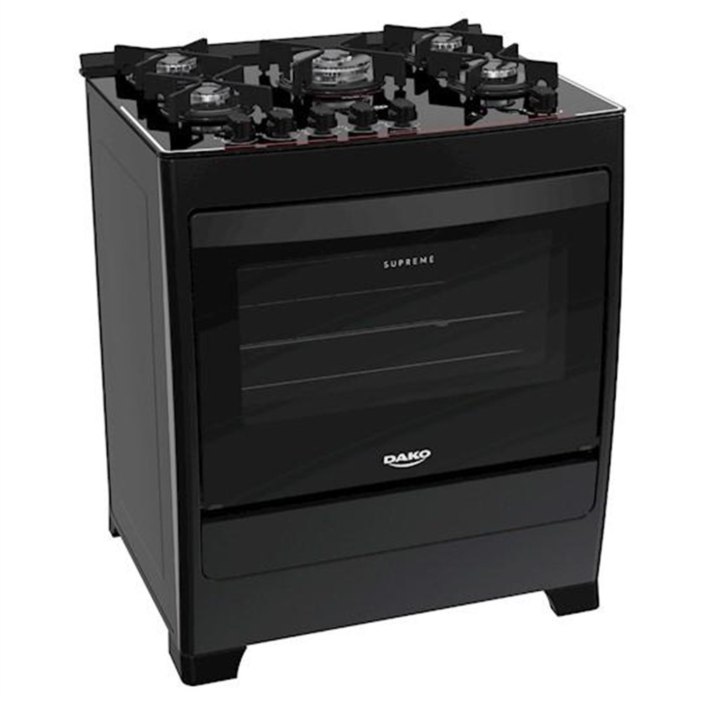 Fogão 5 bocas Dako Supreme Glass Preto com mesa de vidro Bivolt eFácil Fogão 5 bocas Dako Supreme Glass Preto com mesa de vidro Bivolt eFácil