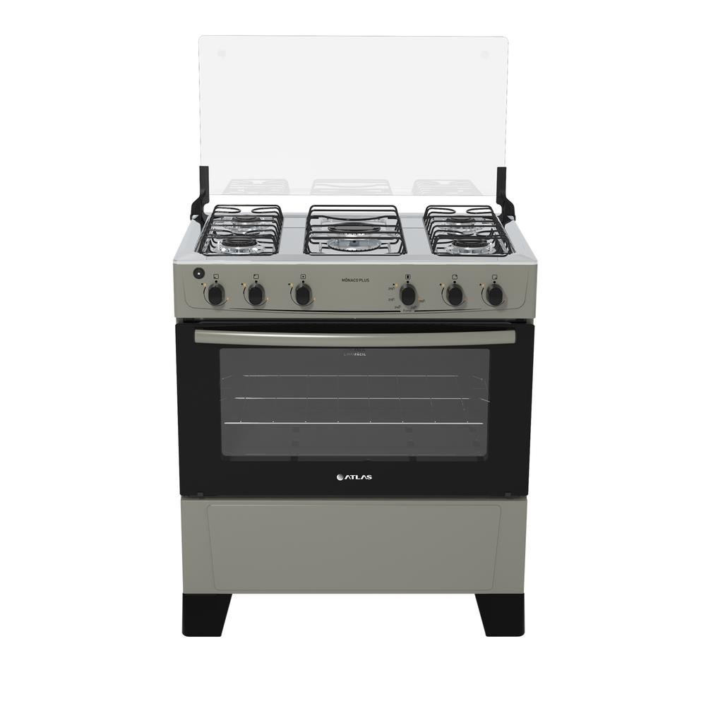 Fogao 5 bocas Atlas Monaco Plus Titanium com Acendimento Automatico e Mesa Inox
