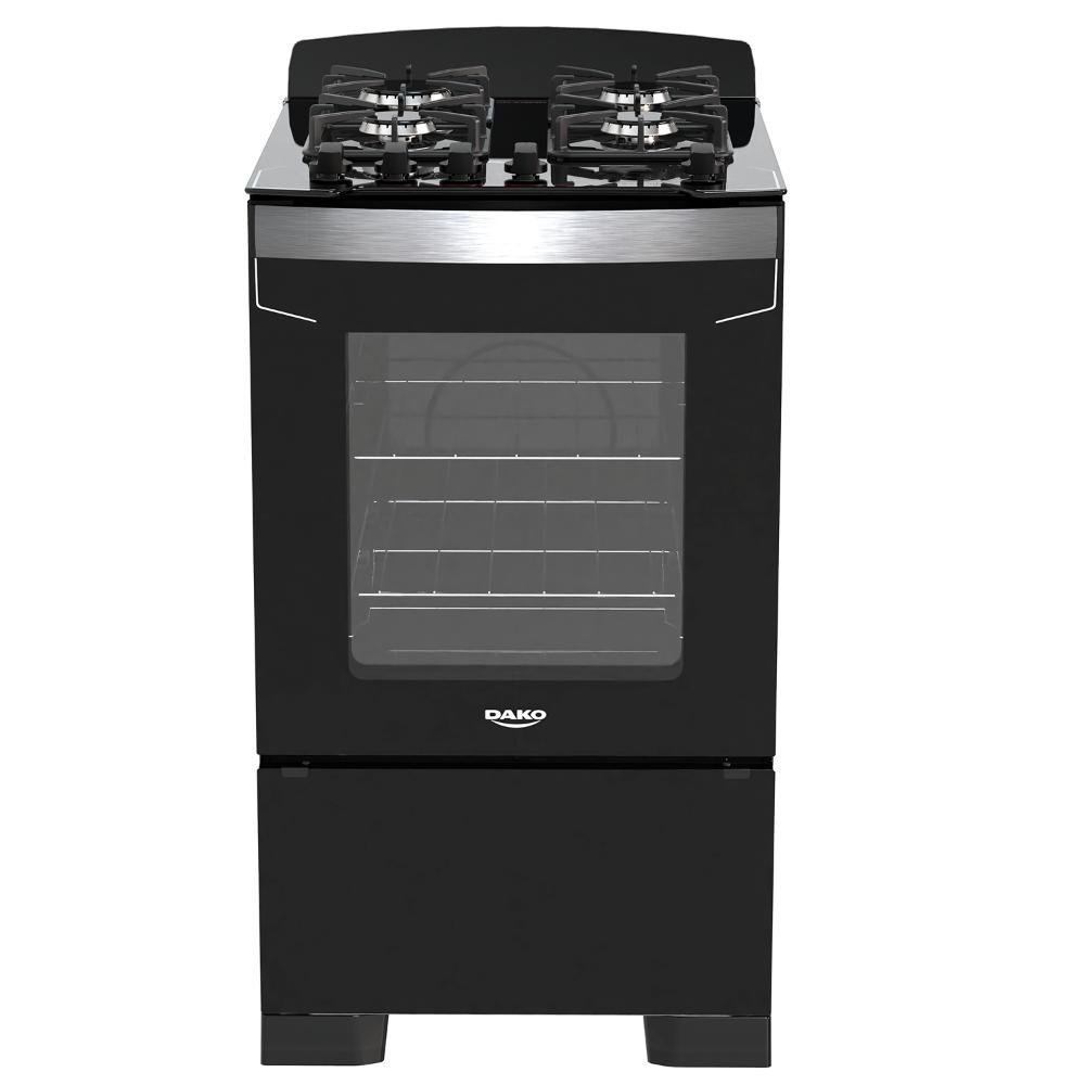 Fogao 4 Bocas Preto com Mesa de Vidro Dako Diplomata Bivolt
