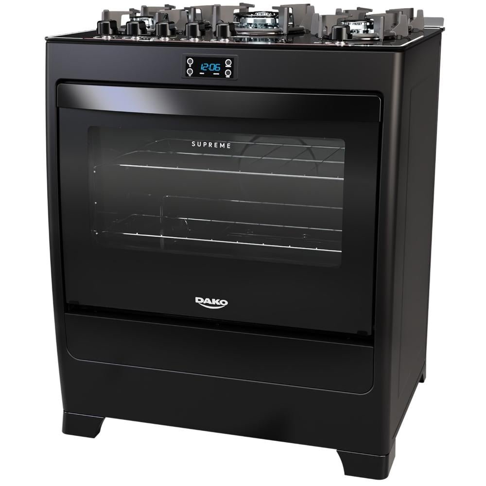 Fogão 5 Bocas Preto com Mesa de Vidro e Timer Digital Dako Supreme Black Glass Bivolt eFácil Fogão 5 Bocas Preto com Mesa de Vidro e Timer Digital Dako Supreme Black Glass Bivolt eFácil