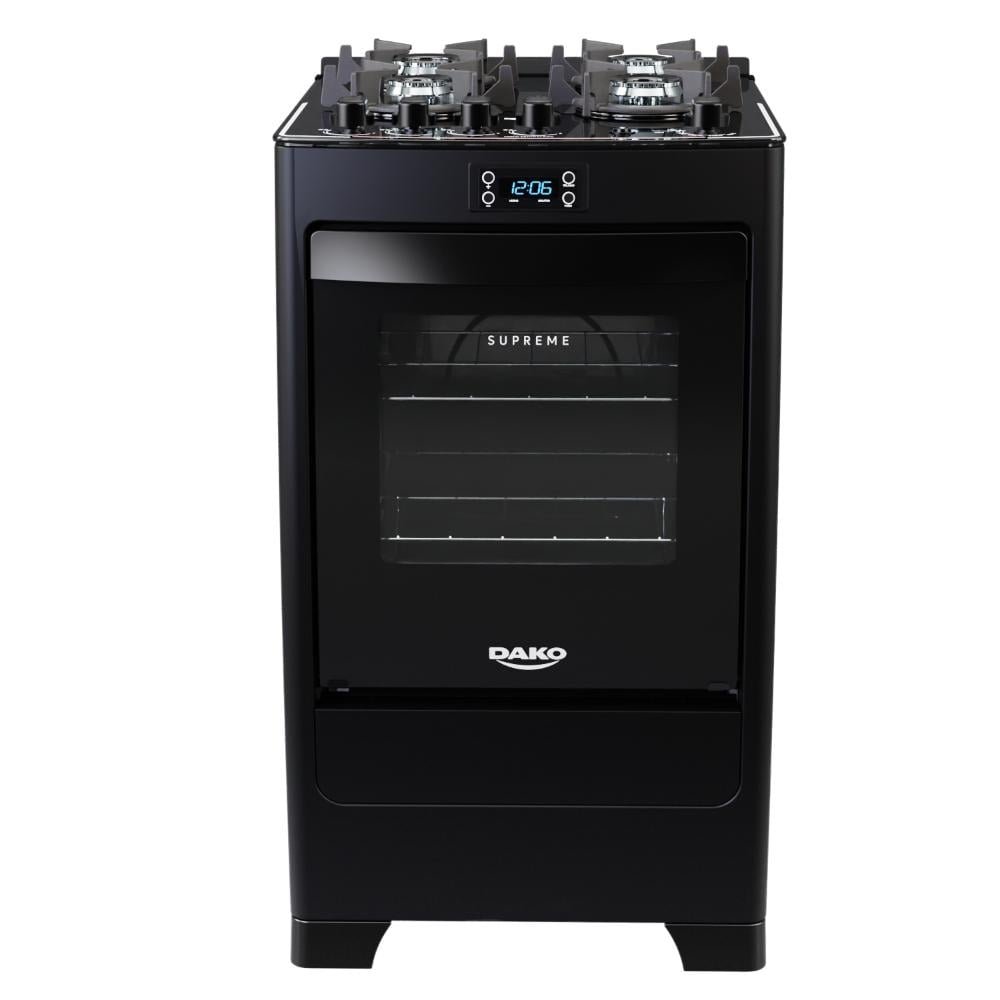 Fogão 4 Bocas Preto com Mesa de Vidro e Timer Digital Dako Supreme