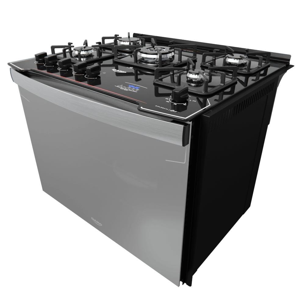 Fogao de Embutir 5 Bocas Preto Dako Diplomata Grill Style com Frente Espelhada e Timer Dig