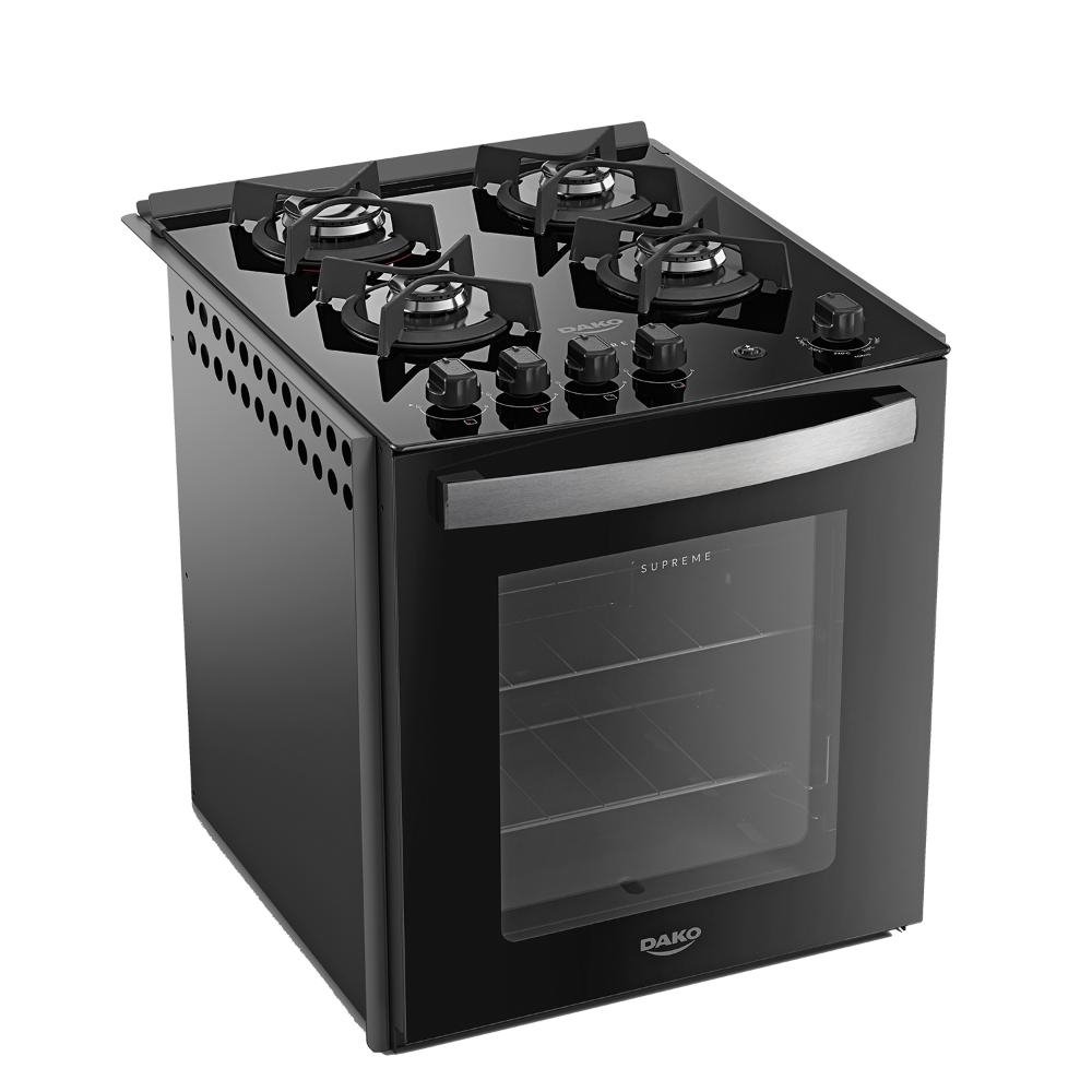 Fogao de Embutir 4 Bocas A Gas Preto com Mesa de Vidro Dako Supreme - Bivolt