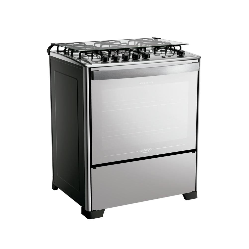 Fogao 5 Bocas Espelhado com Mesa Inox Dako Magister Inox Style Bivolt