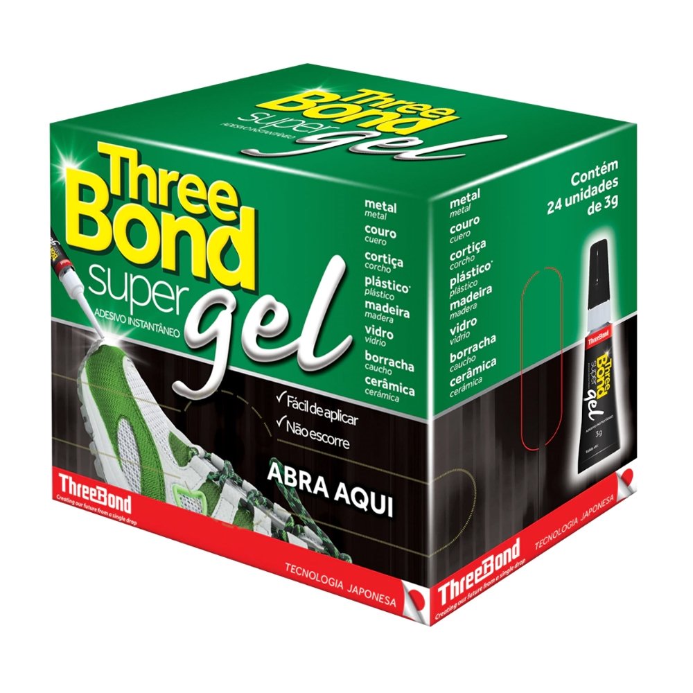 Cola Three Bond Super Gel 3g - Embalagem com 24 Unidades