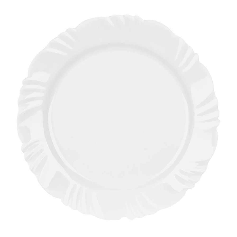 Conjunto de Pratos Rasos Nadir - Vidro Branco Opaline Pétala 24 peças