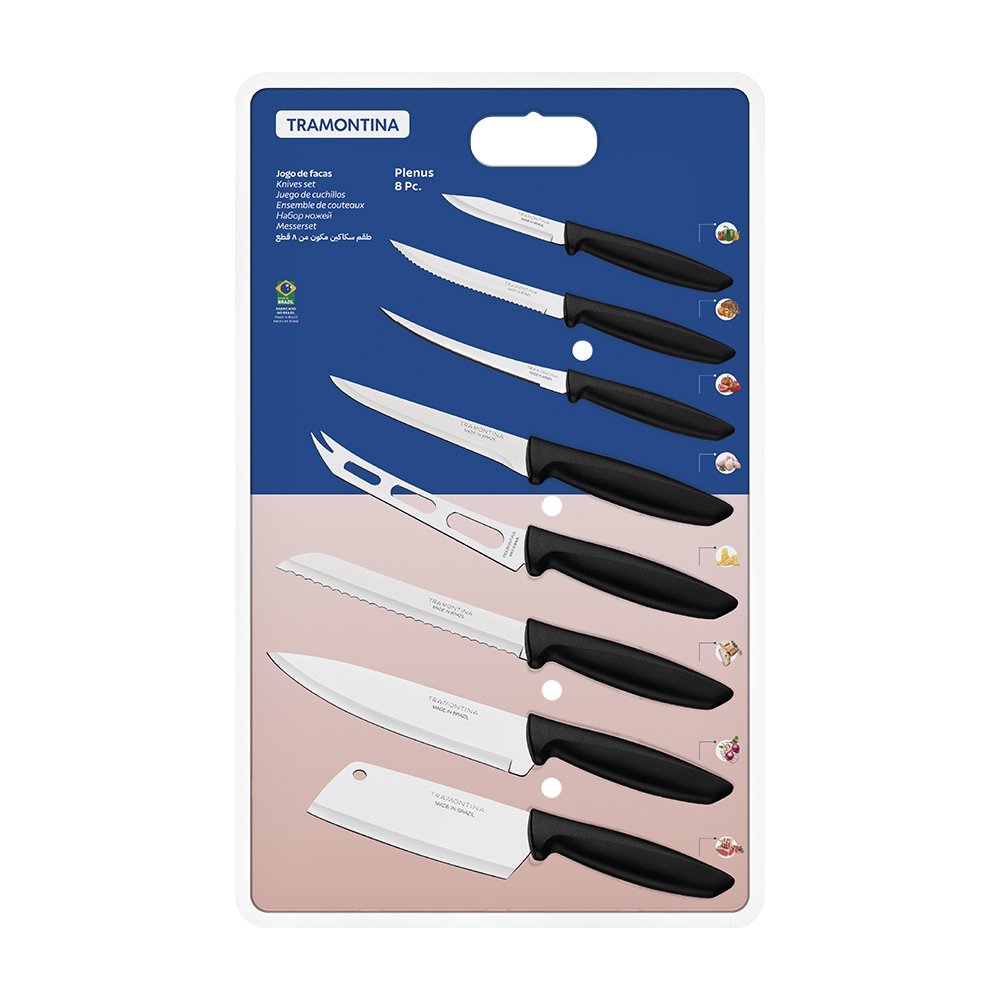 Conjunto de Facas Tramontina Plenus Inox 8 Peças Preto