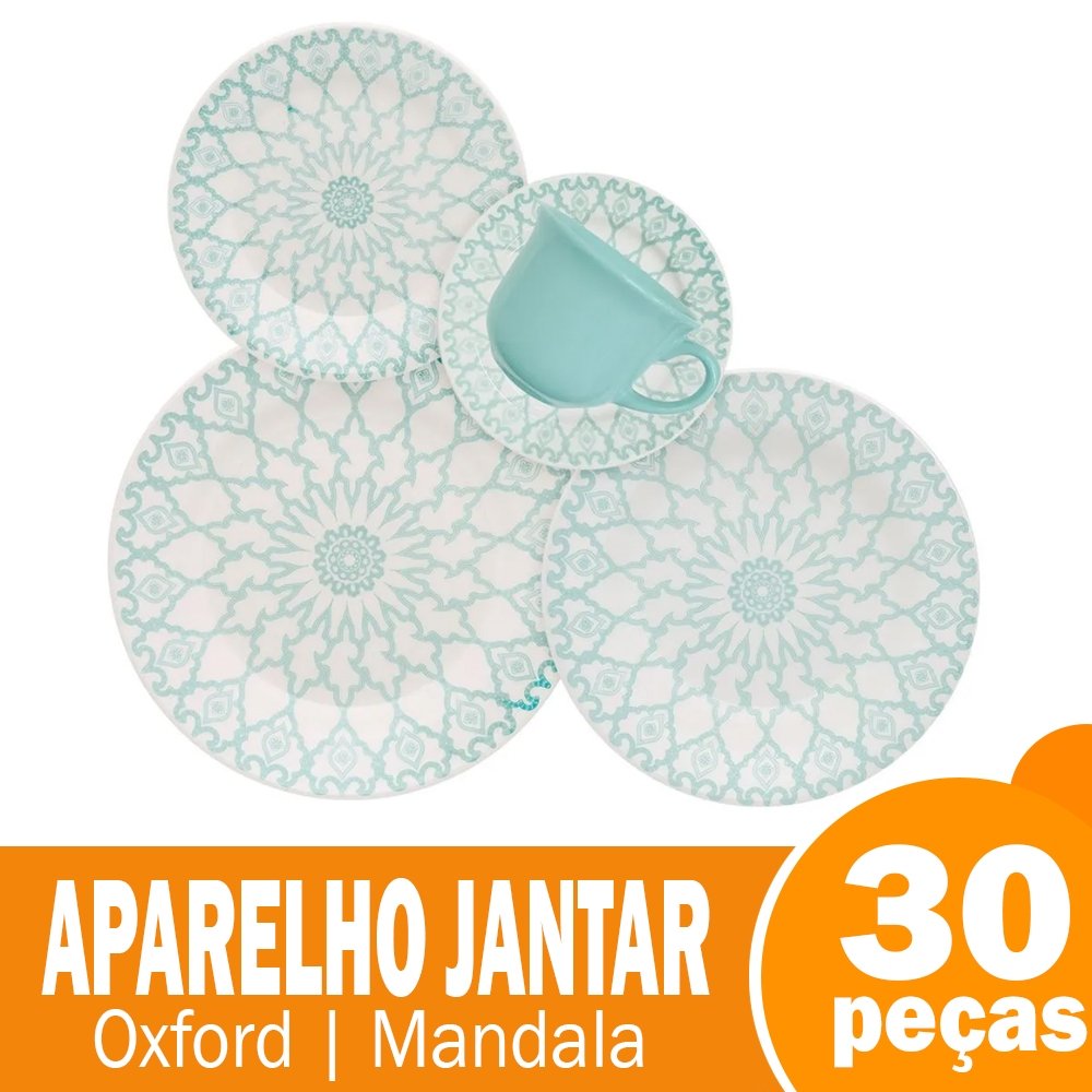 Aparelho de Jantar/Chá Biona Mandala, Cerâmica, 30 Peças