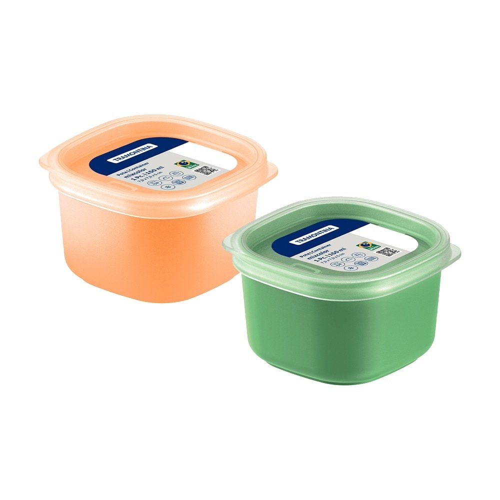 Pote Tramontina Mixcolor 150ml com Tampa Transparente 2 Cores - Embalagem com 24 Unidades
