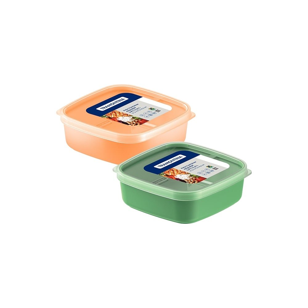 Pote Tramontina Mixcolor 1,1L com Tampa Transparente 2 Cores - Embalagem com 12 Unidades